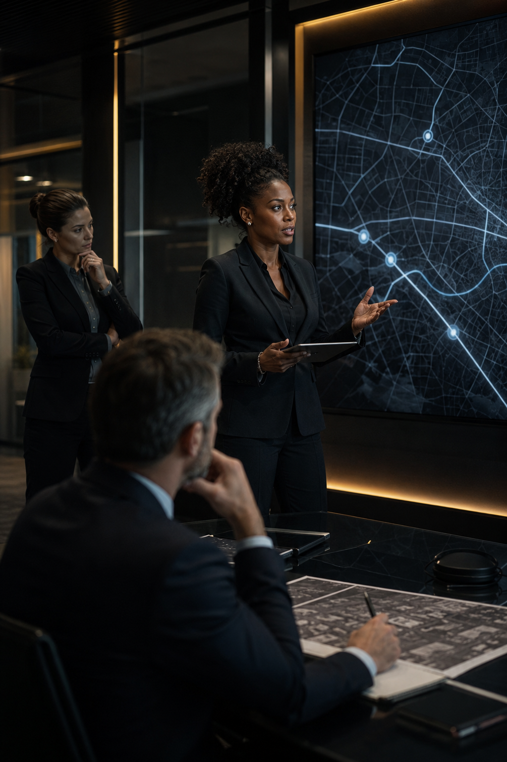 Security consultant reviewing a tailored risk strategy